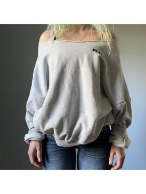off the shoulder grey Playboy sweatshirt